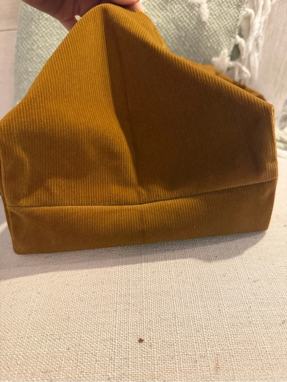 Merit Corduroy Makeup Tie Bag Clutch Mini Brown Luxe